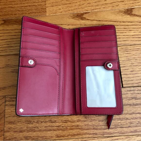 Kate Spade Cameron Saffiano Leather BiFold Rosso Red Wallet - Picture 4 of 8